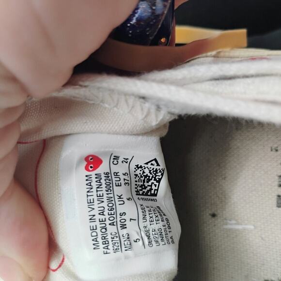 Converse Chuck Taylor All Star 70s Comme des Garcons Multi Heart White Low 37.5 - Picture 8 of 8